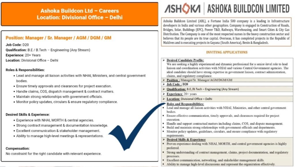 Ashoka Buildcon Ltd Careers