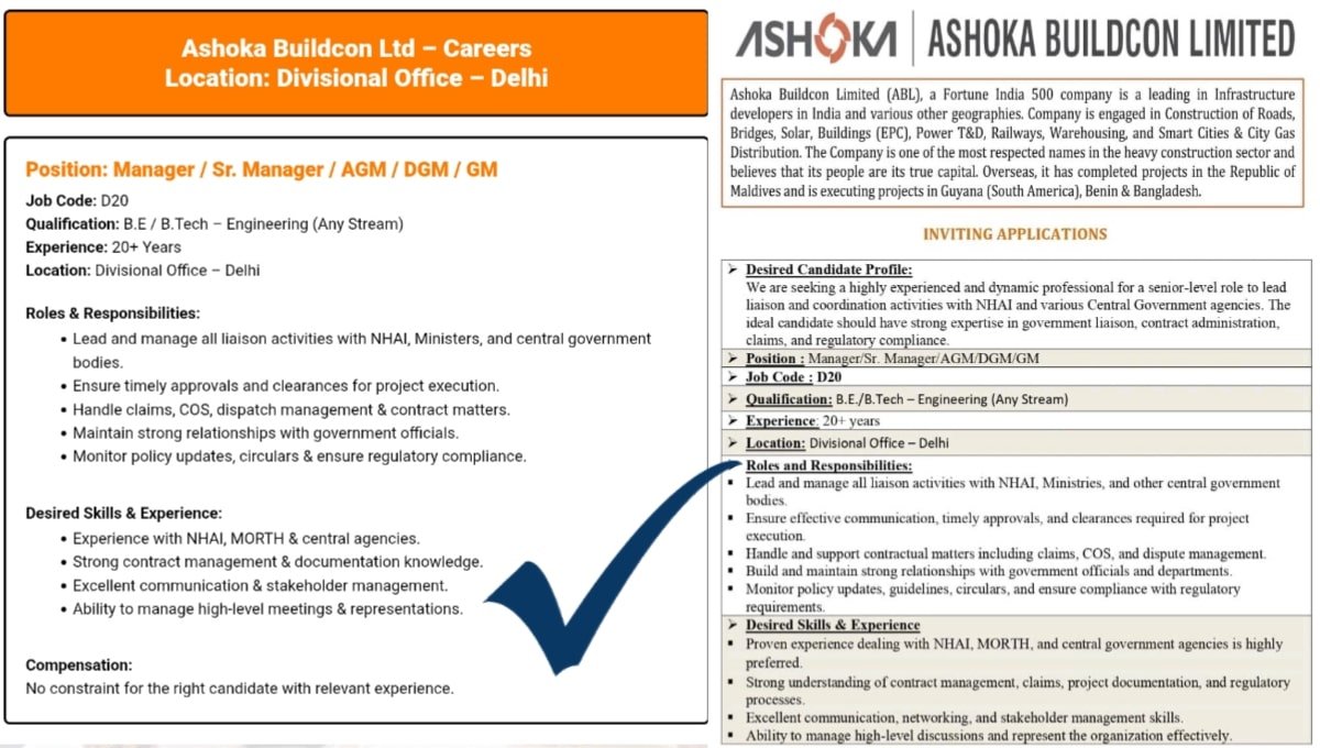 Ashoka Buildcon Ltd Careers