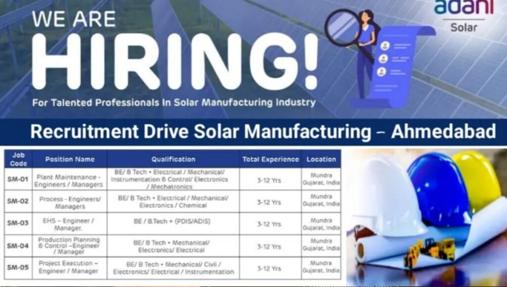 Recruitment Drive Solar Manufacturing - Ahmedabad