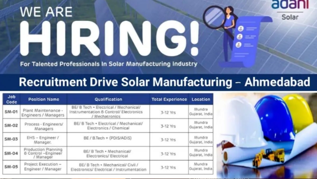 Recruitment Drive Solar Manufacturing - Ahmedabad