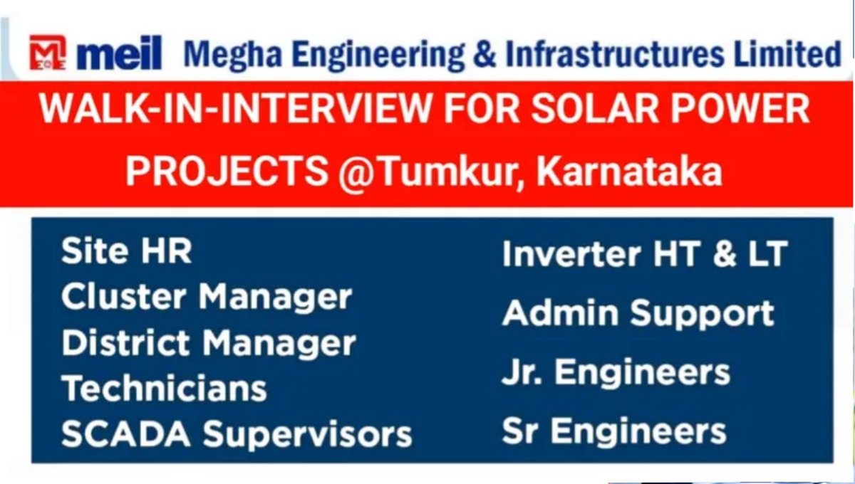 Career Opportunity in Solar Power Projects - MEIL