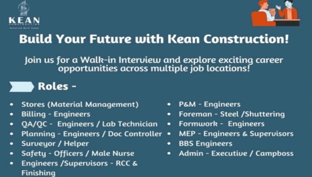 Kean Construction Walk-In Interview 2026