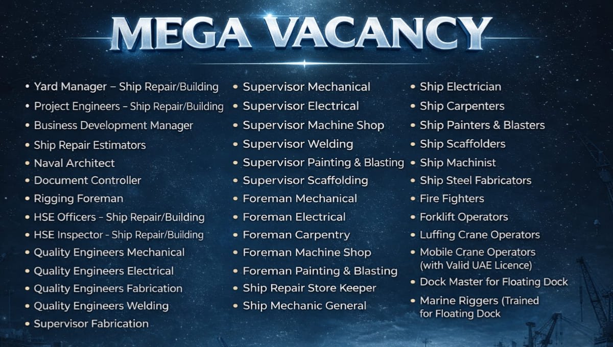 Jobs Vacancy in Abu Dhabi Shipbuilding Jobs in UAE