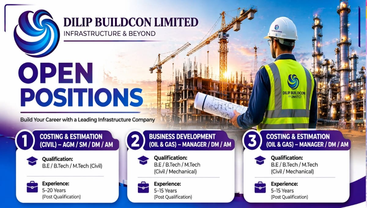 Dilip Buildcon Ltd is Hiring