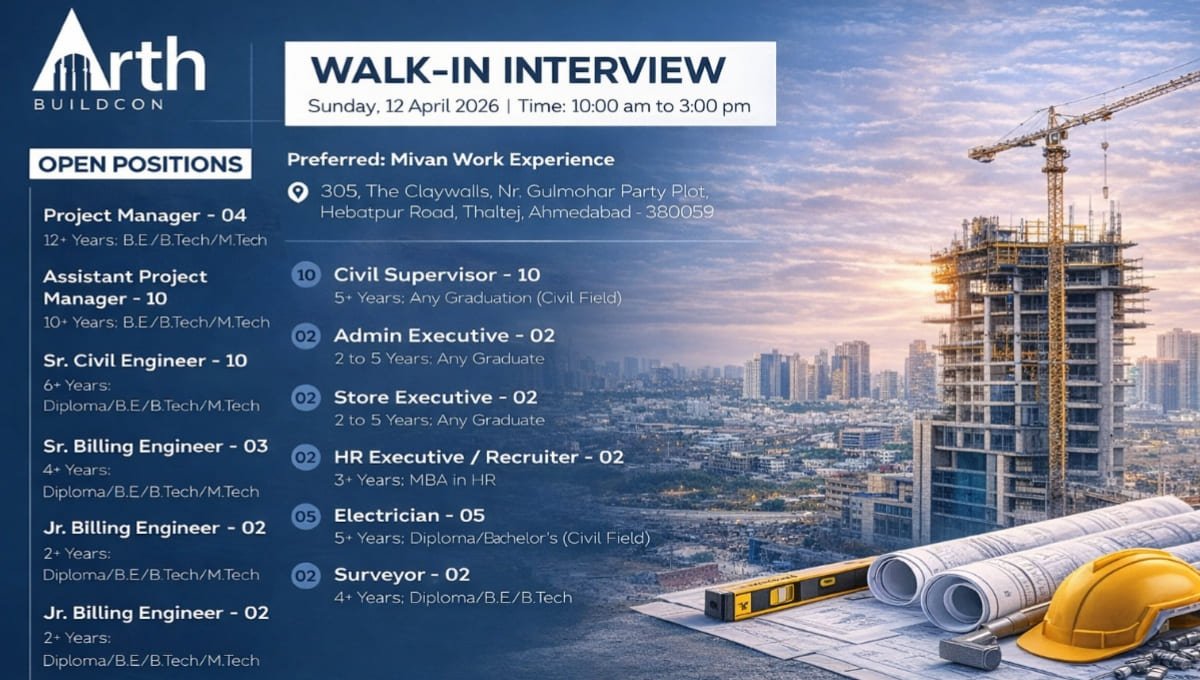 Arth Buildcon Walk-in Interview 2026