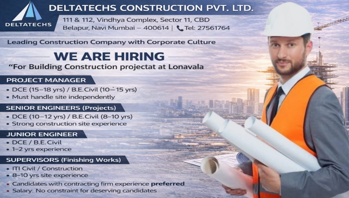 Deltatechs Construction Pvt Ltd Hiring 2026