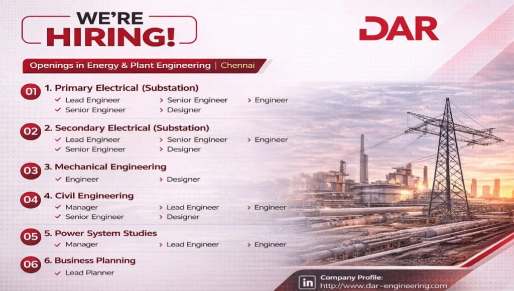 DAR India Hiring 2026 – Energy & Plant Engineering Jobs in Chennai ...