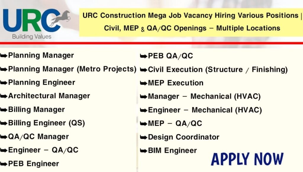 URC Construction Mega Job Vacancy