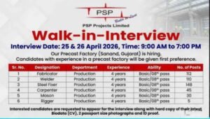 PSP Projects Ltd Walk-In Interview 2026