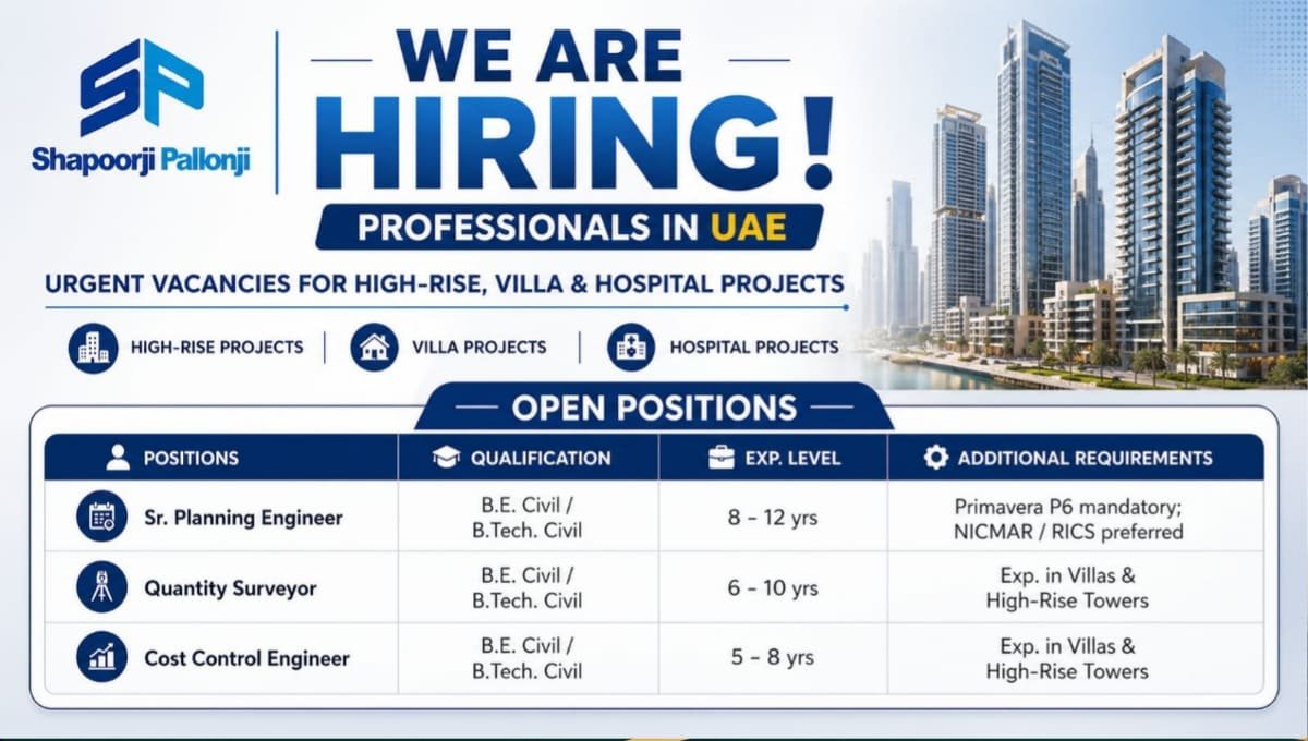 Shapoorji Pallonji Recruitment Urgent Vacancies