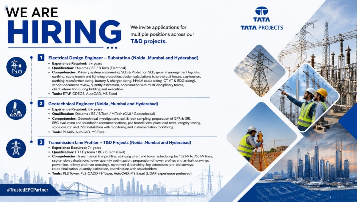 Latest Tata Projects Careers 2026