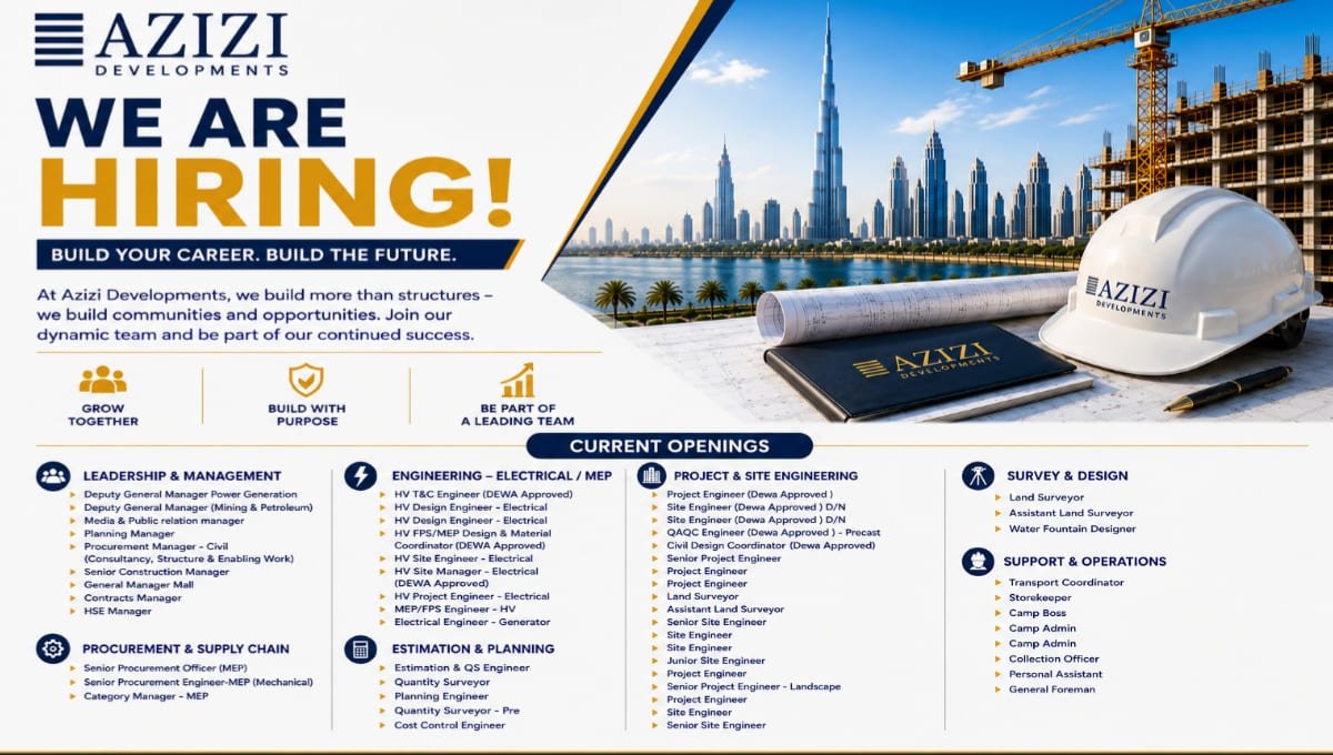 Azizi Developments Hiring 2026
