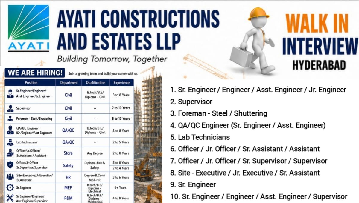 Ayati Constructions Walk-In Interview 2026