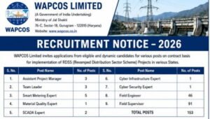 WAPCOS Limited Recruitment 2026