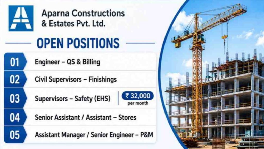 Aparna Constructions & Estates Pvt Ltd Job