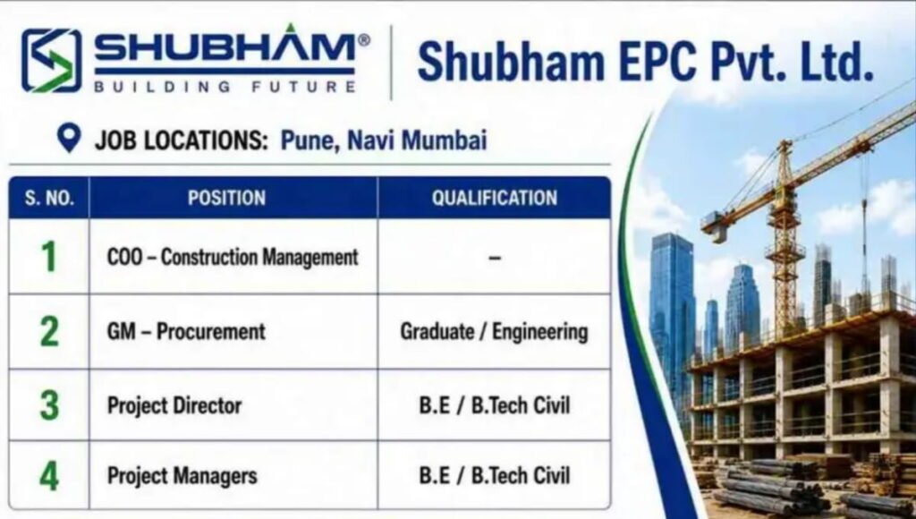 Shubham EPC Pvt Ltd Hiring 2026