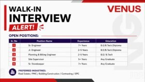 Venus Infra Hiring 2026
