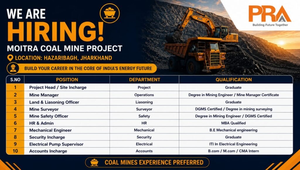 PRA Hiring for Moitra Coal Mine Project