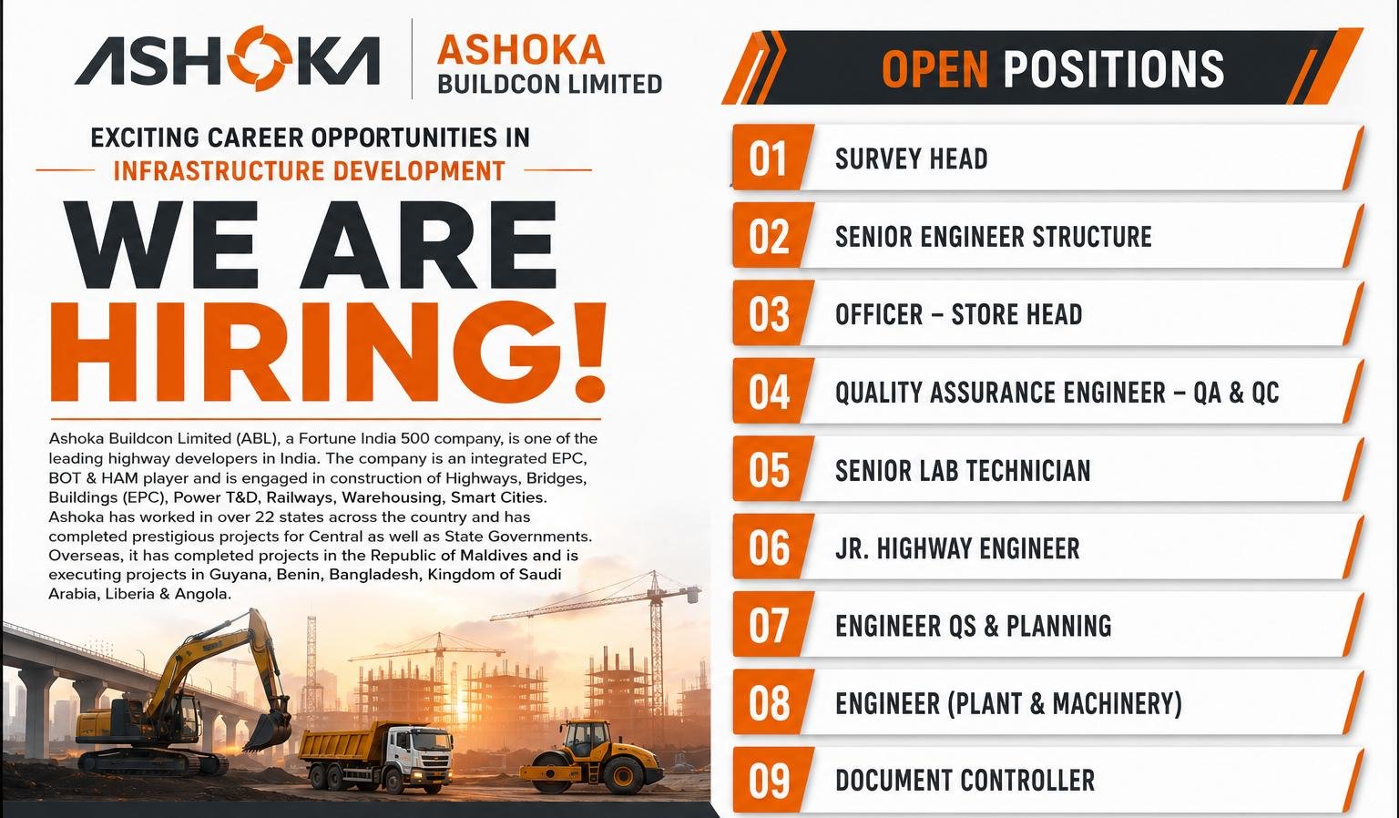 Ashoka Buildcon Recruitment 2026