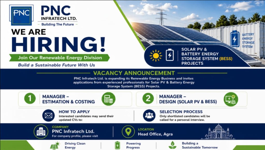 PNC Infratech Ltd Renewable Energy Recruitment