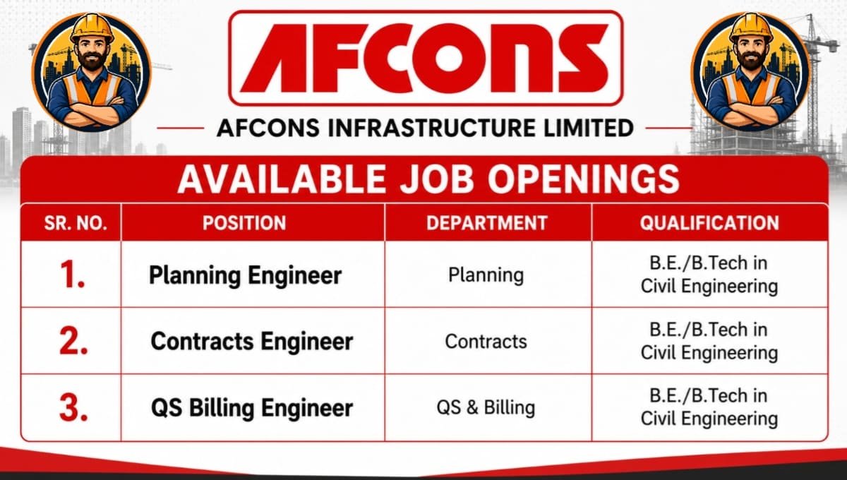Afcons Hiring Civil Engineers