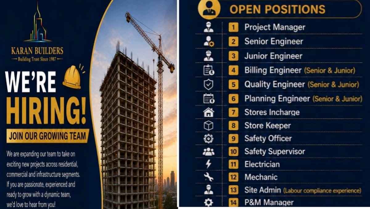 Karan Builders Recruitment 2026