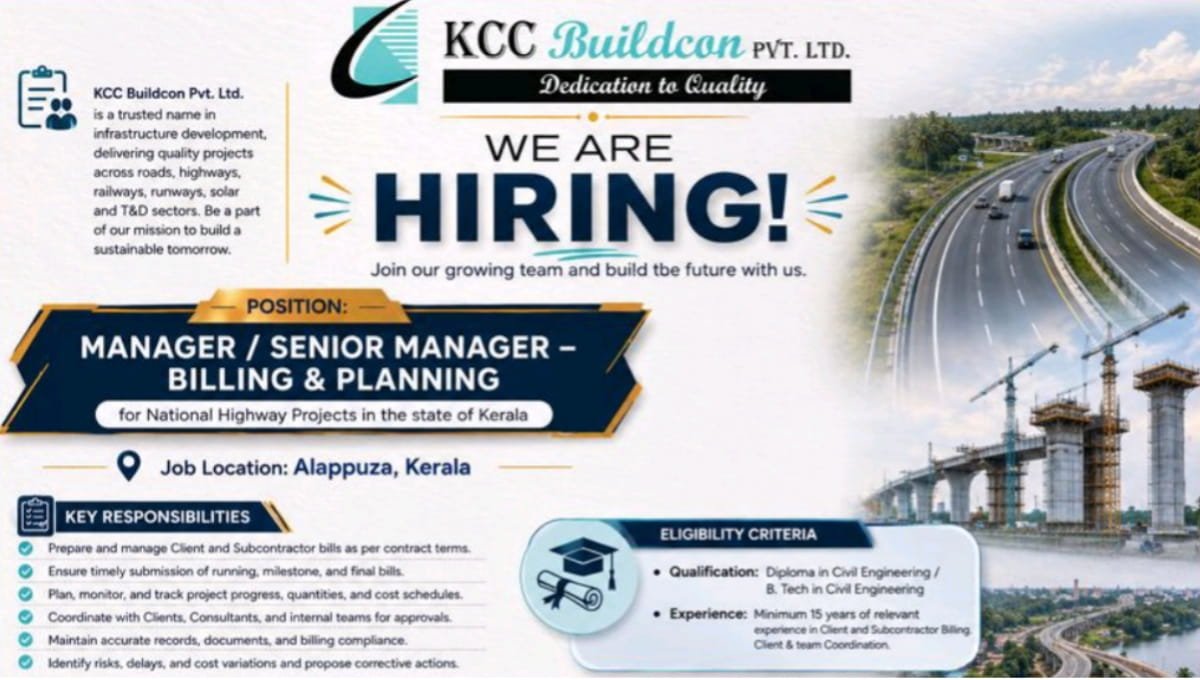 KCC Buildcon Pvt Ltd Careers 2026