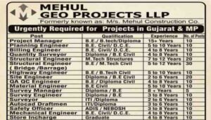 Mehul Geo Projects LLP Recruitment