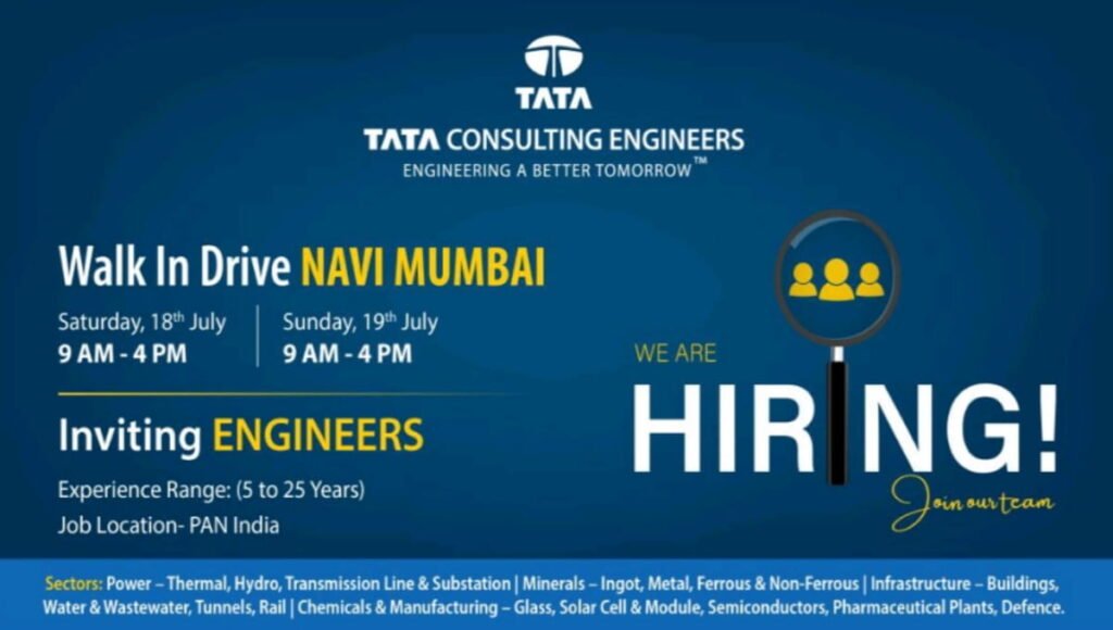 Tata Consulting Engineers Walk-In Drive Navi Mumbai