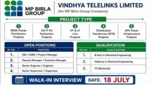 Vindhya Telelinks Limited Walk-in Interview