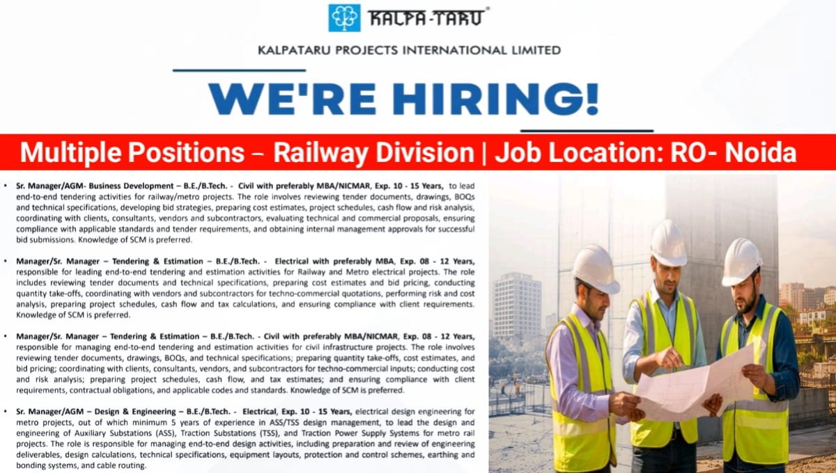 Kalpataru Projects International Limited Railway Division Recruitment