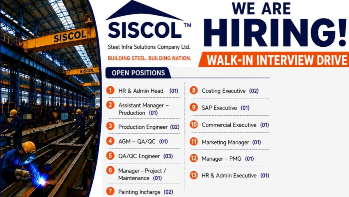 Steel Infra Solutions Company Ltd Recruitment Drive 2026