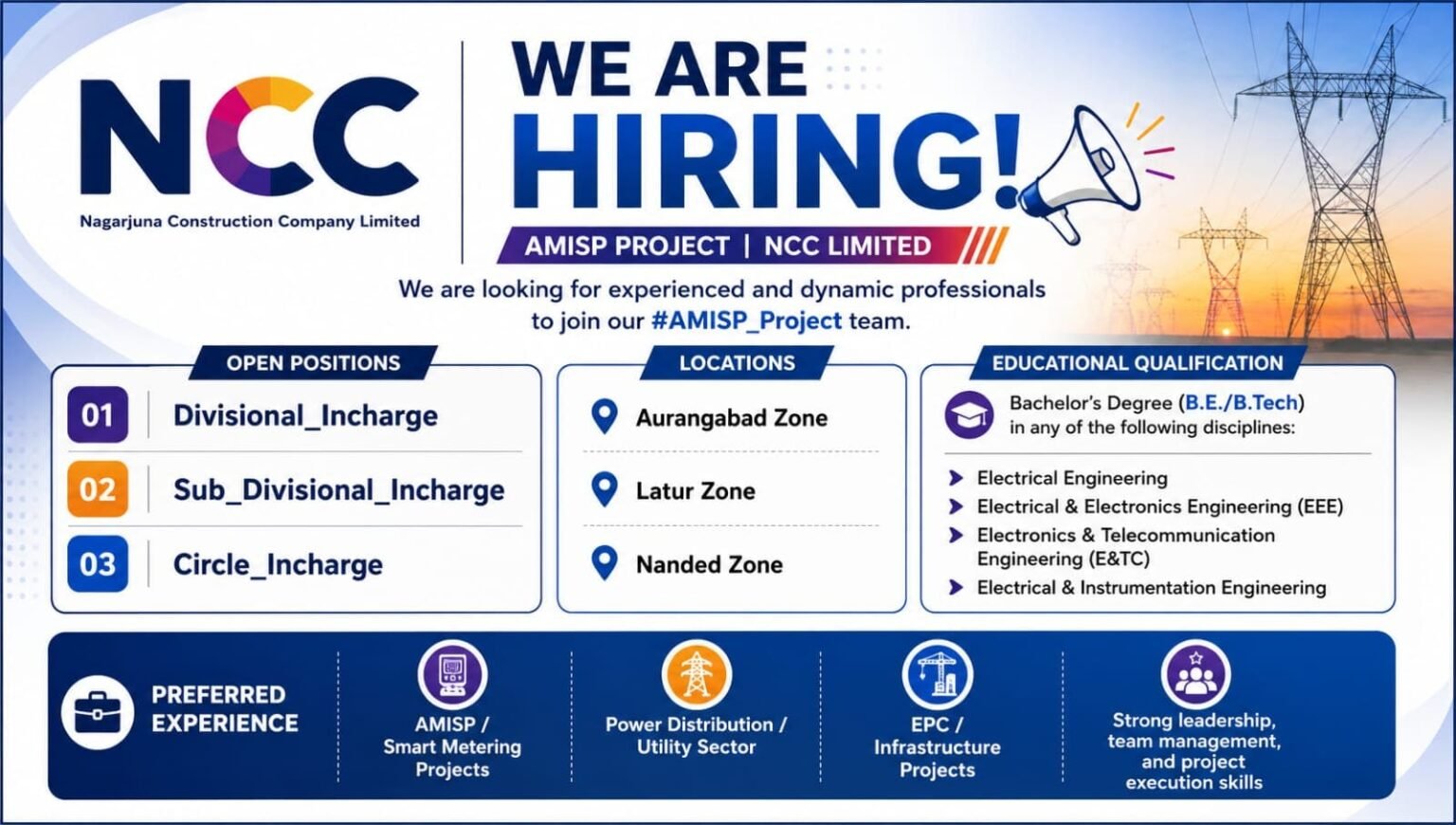 NCC Limited Hiring - AMISP Project