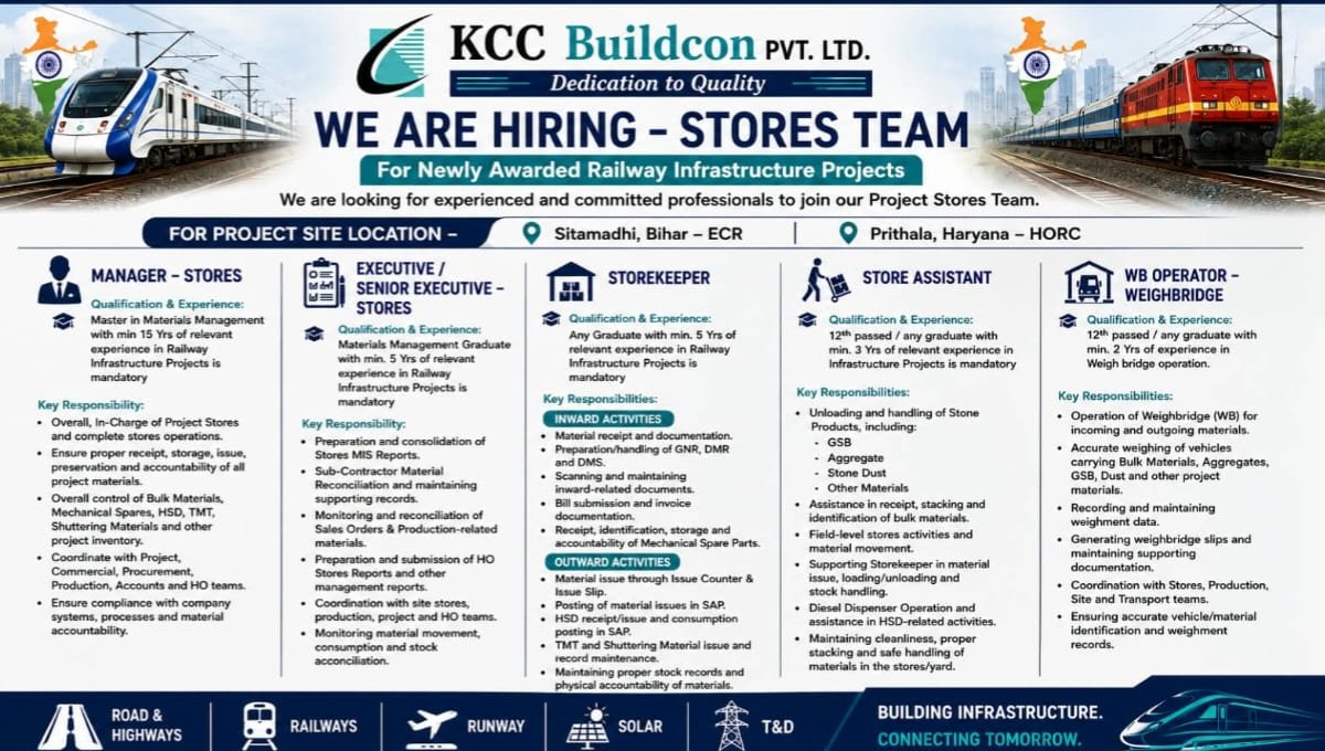 KCC Buildcon Jobs 2026