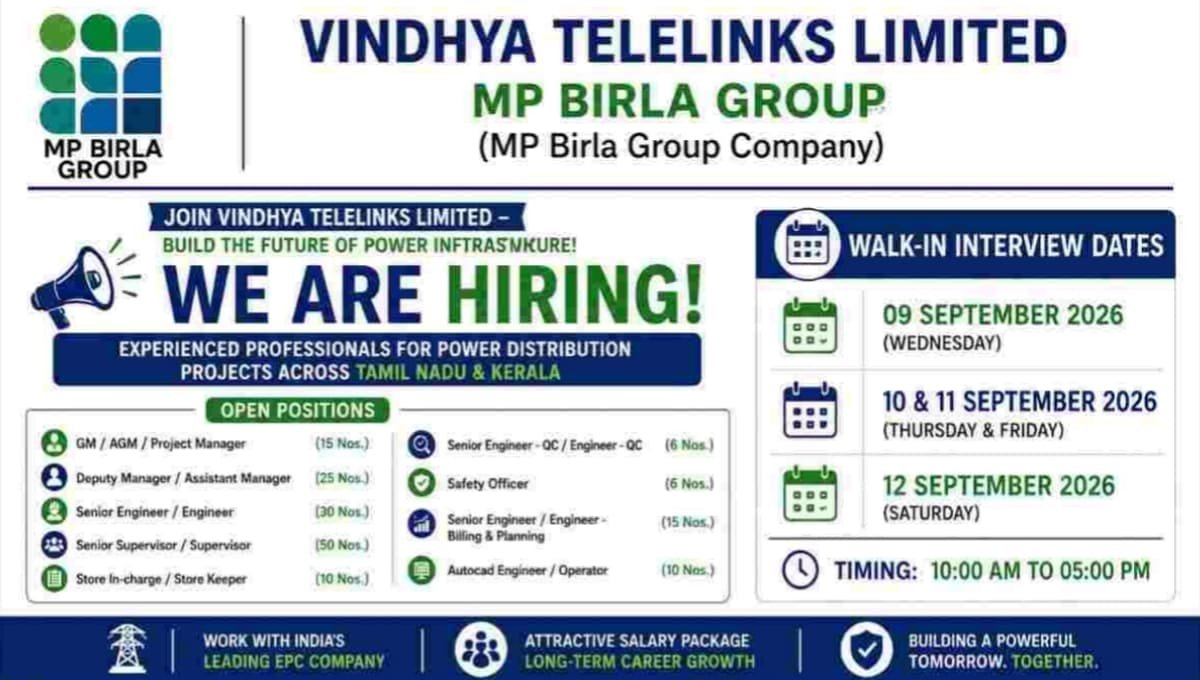 Vindhya Telelinks Recruitment 2026