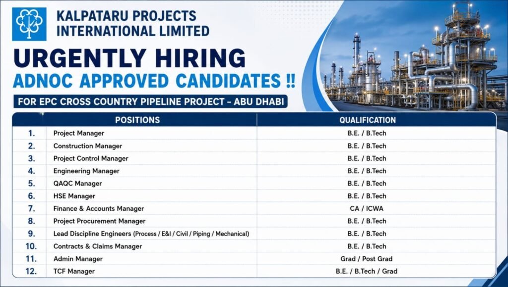 Kalpataru Projects Abu Dhabi Jobs
