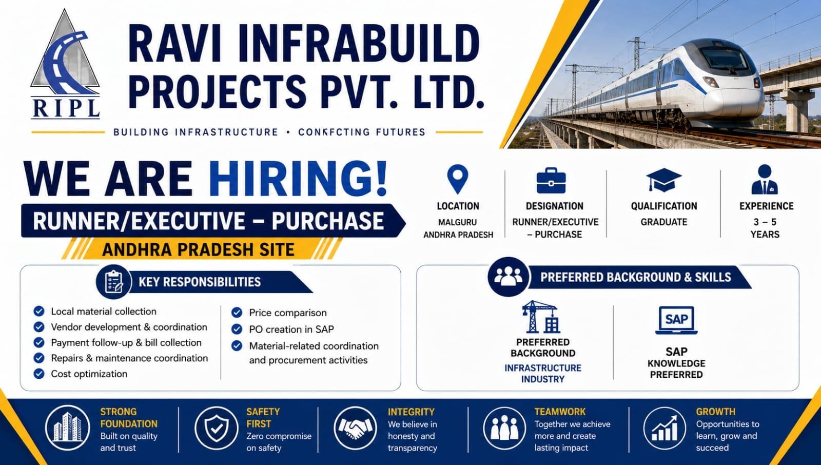 Ravi Infrabuild Job Opening