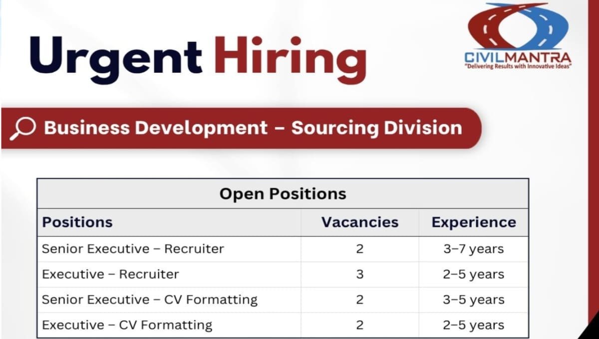 Civil Mantra Open New Vacancy
