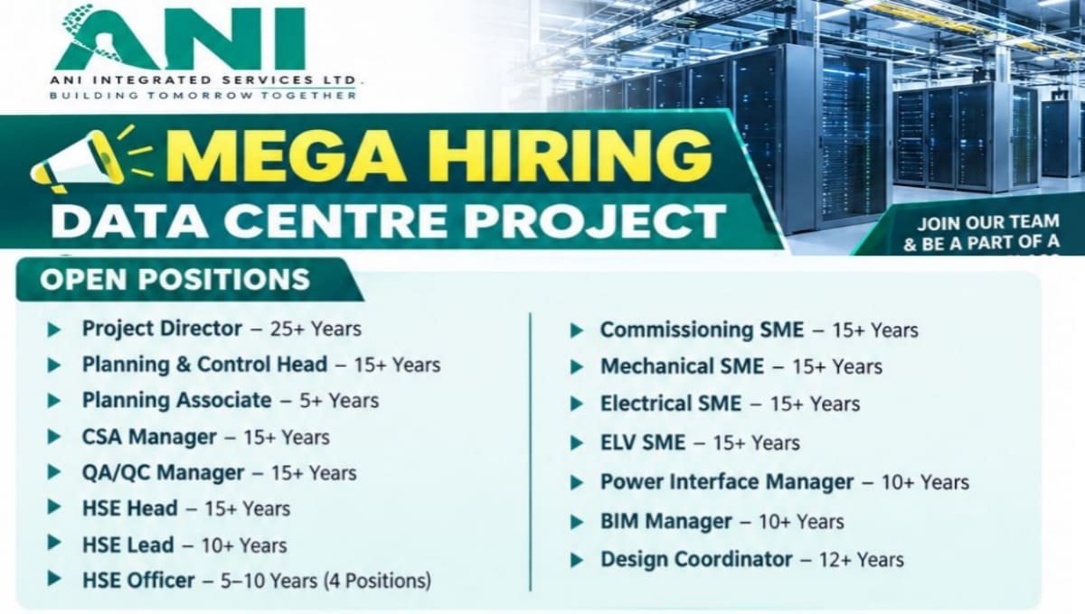 ANI Integrated Services Ltd Mega Hiring