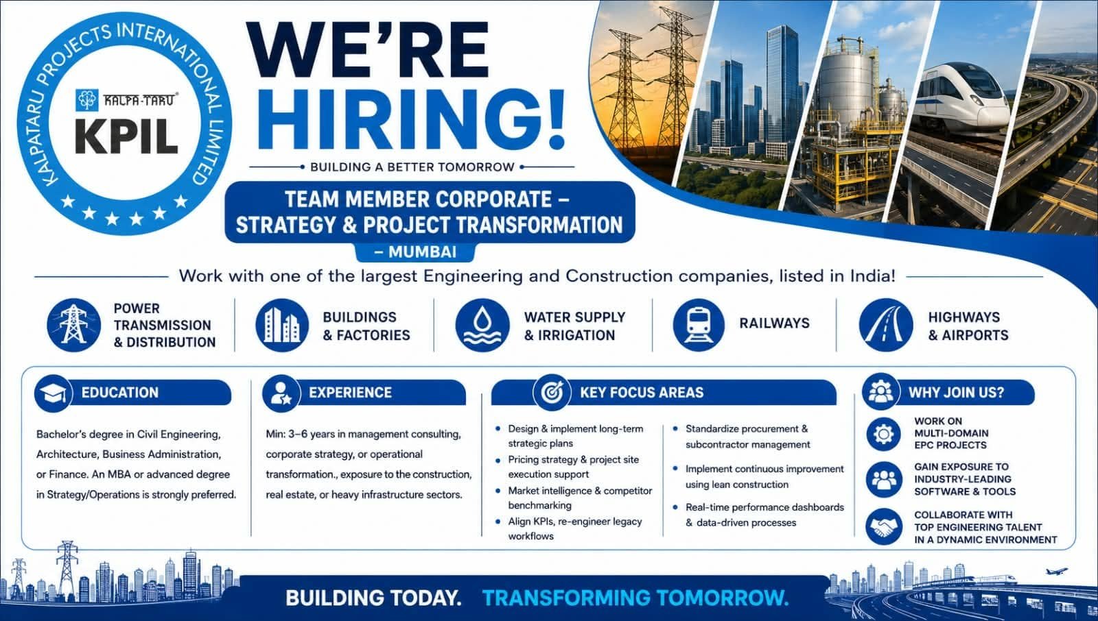 Kalpataru Projects Recruitment