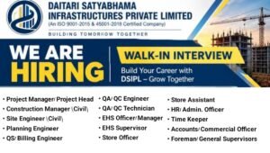 Daitari Satyabhama Infrastructures Walk-In Interview