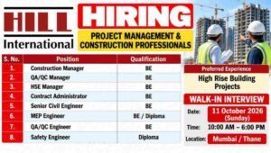 Hill International Walk-In Recruitment Drive