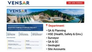 VENSAR Construction Company Ltd Vacancy