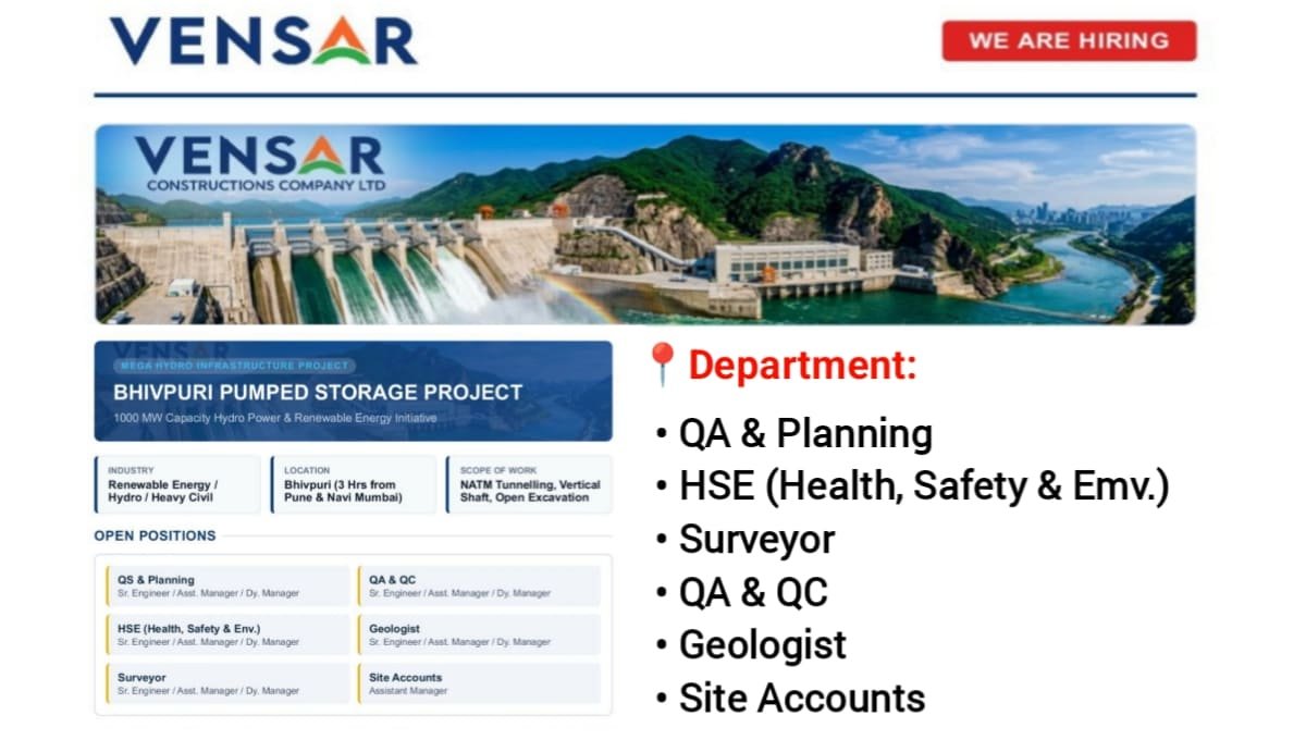 VENSAR Construction Company Ltd Vacancy
