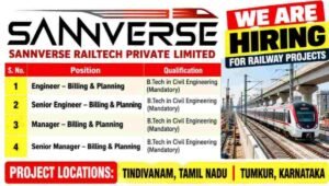 Sannverse Railtech Job Vacancy