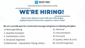 Kalpataru Projects Job Openings