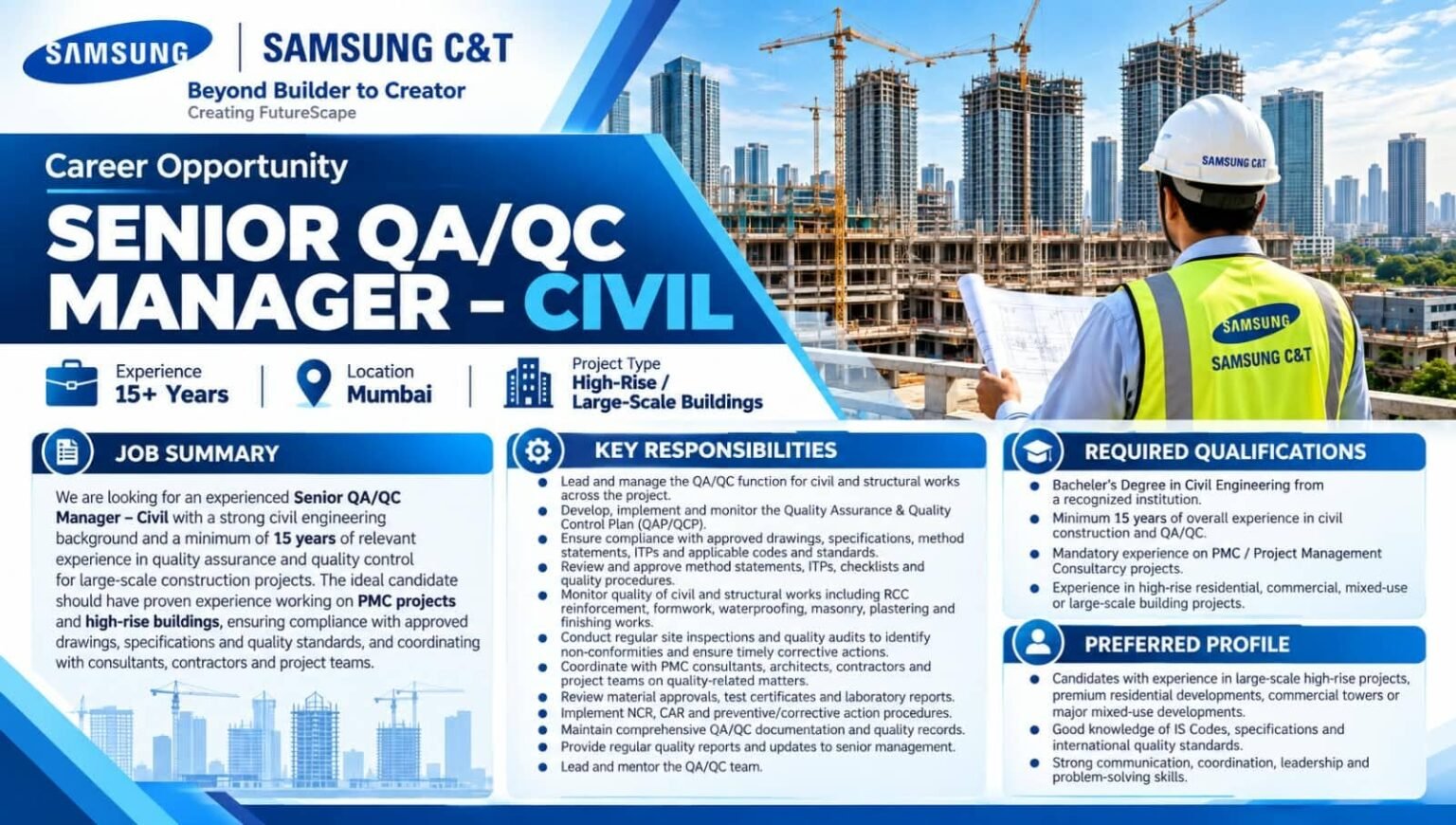Samsung C&T Latest Job Vacancy
