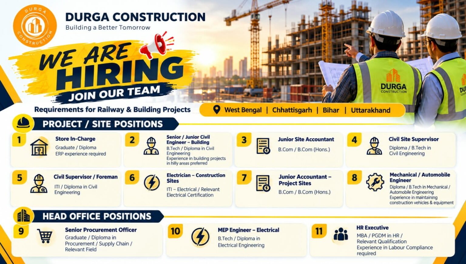 Durga Construction Jobs 2026