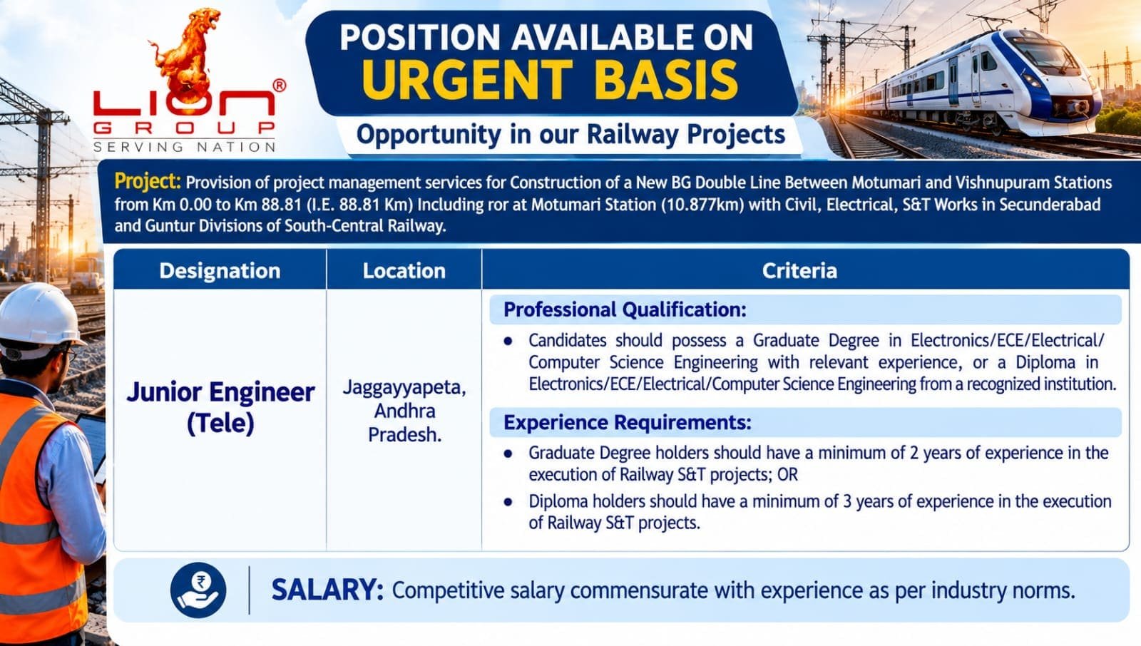 Lion Group Railway Project Jobs 2026